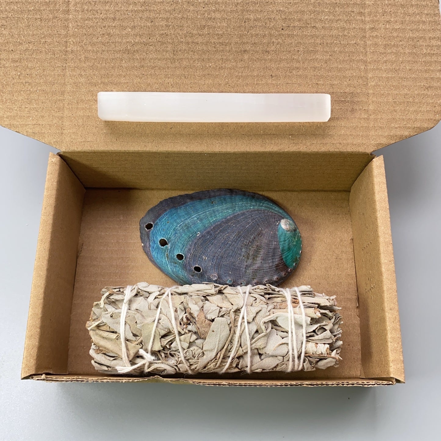 Smudge Kit — Selenite, White Sage & Abalone Shell