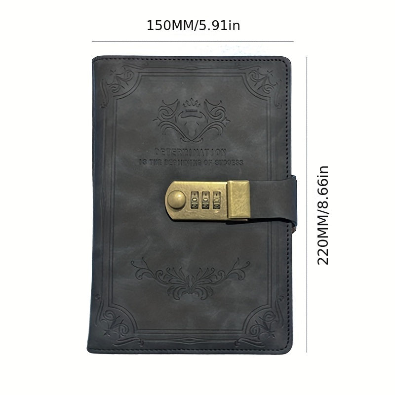Agenda retro gruesa A5: blocs de notas con candado, protegida con contraseña, cuaderno creativo para estudiantes, toma de notas segura y privada.