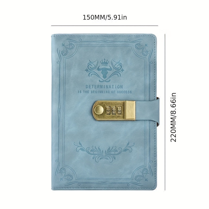 Agenda retro gruesa A5: blocs de notas con candado, protegida con contraseña, cuaderno creativo para estudiantes, toma de notas segura y privada.