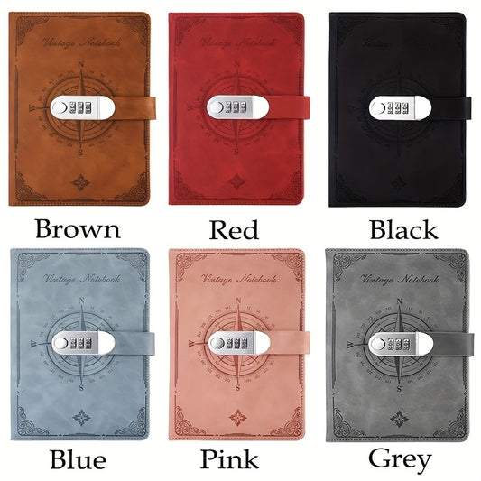 Agenda retro gruesa A5: blocs de notas con candado, protegida con contraseña, cuaderno creativo para estudiantes, toma de notas segura y privada.