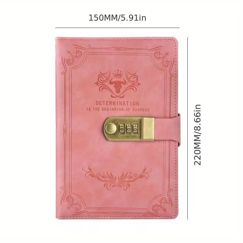 Agenda retro gruesa A5: blocs de notas con candado, protegida con contraseña, cuaderno creativo para estudiantes, toma de notas segura y privada.