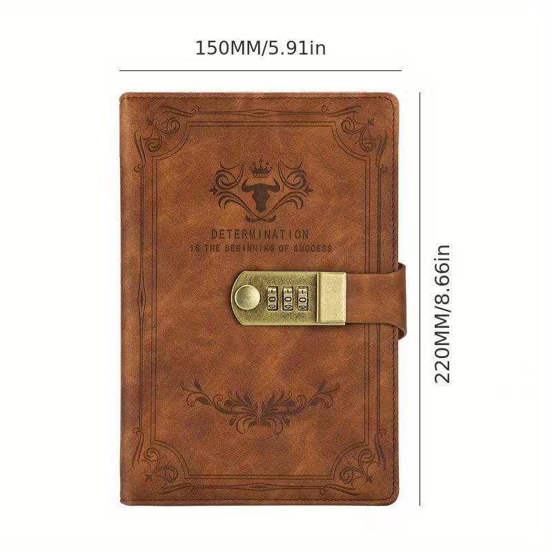 Agenda retro gruesa A5: blocs de notas con candado, protegida con contraseña, cuaderno creativo para estudiantes, toma de notas segura y privada.